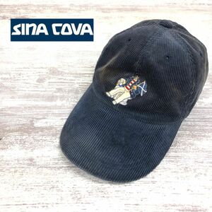 M2054-K-N◆日本製 sina cova シナコバ コーデュロイキャップ◆sizeFREE ネイビー 刺繍 綿100% カジュアル ユニセックス 帽子 小物