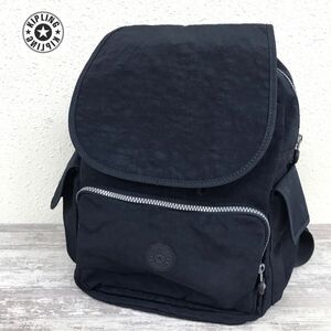 M2081-W-N◆KIPLING キプリング リュックサック カジュアル 大容量 ポケット シンプル レディース デイリーユース◆ネイビー系 ナイロン系