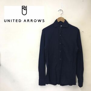 M2657-G◆美品◆united arrows ユナイテッドアローズ シャツ◆sizeS 綿100% ネイビー 無地 メンズ トップス シンプル カジュアル ボタン