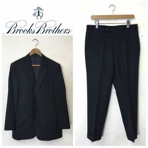 M2558-G◆美品◆brooks brothers ブルックスブラザーズ セットアップ◆毛 ストライプ ブラック メンズ スーツ ジャケット スラックス 黒色