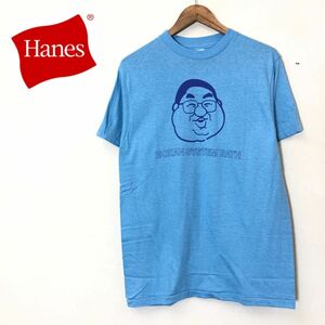 M2471-F◆ 80s~90s ◆ old ◆ Hanes ヘインズ hoxan system bath 半袖Tシャツ カットソー ロゴプリント USA製 ◆ sizeM コットン100 ブルー