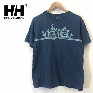 M2451-F◆ HELLY HANSEN ヘリーハンセン 半袖Tシャツ カットソー ロゴプリント ◆ sizeS コットン100 ネイビー 古着 メンズ 春夏