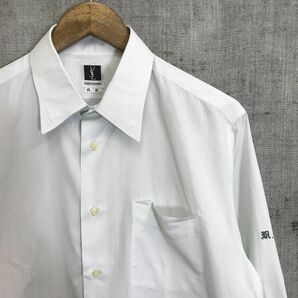 M2392-G◆美品◆YVES SAINT LAURENT イヴサンローラン ワイシャツ◆sizeL 綿 ホワイト 無地 メンズ トップス 長袖 ロゴ ストライプ スーツの画像2