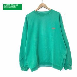 M2389-D*old* UNITED COLORS OF BENETTON Benetton sweatshirt sweatshirt Logo embroidery easy *size48 green group cotton 