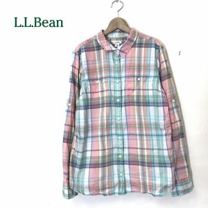 M2385-D◆美品◆ L.L.Bean エルエルビーン 長袖シャツ ブラウス レディース トップス ◆sizeXL マルチ チェック コットン100