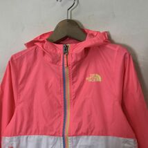 M2368-D◆ THE NORTH FACE ノースフェイス ウインドブレーカー フルジップ キッズ 女の子 ◆size6 XS ピンク ホワイト ポリエステル_画像5