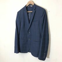 M2297-F◆ ZARA MAN ザラメン テーラードジャケット シングル 総裏 ◆ size46 ポリエステル レーヨン ネイビー 古着 メンズ_画像5