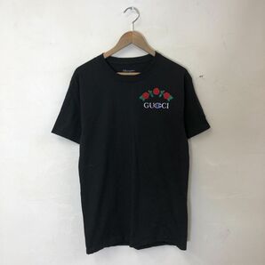 M2311-T-N◆Champion チャンピオン 半袖Tシャツ カットソー クルーネック 刺繍 プルオーバー◆sizeM ブラック メンズトップス コットン100の画像2