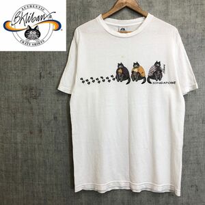 A694-F-N◆ old ◆ USA製 ◆ Kluban Cats クリバンキャット 半袖Tシャツ カットソー ◆ sizeL コットン100 ホワイト 古着 メンズ 春夏