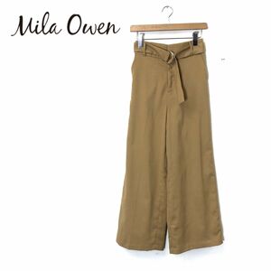 A705-O◆良品◆ Mila Owen ミラオーウェン ワイドパンツ ベルト ボトムス◆size0 ベージュ