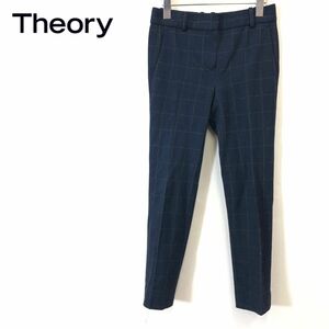 A663-F-N◆ Theory セオリー スラックス パンツ ボトムス ◆ sizeXXO レーヨン ナイロン ポリウレタン ネイビー 古着 レディース