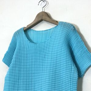 A649-O◆良品◆ ISSEY MIYAKE イッセイミヤケ Tシャツ プリーツ 半袖 トップス◆ブルーの画像3