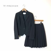 A576-T◆M-PREMIER エムプルミエ セットアップ ブレザー ジャケット 2B フレアスカート ステッチ 無地◆size34 ブラック レディース_画像1