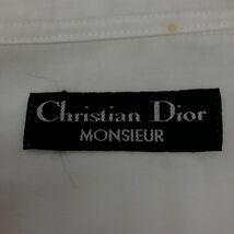 A571-T◆Christian Dior クリスチャンディオール 半袖シャツ 無地 胸ポケット ステッチ◆sizeO ホワイト メンズ トップス コットン100_画像7