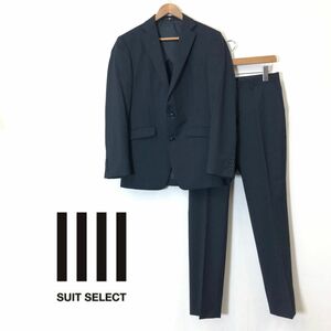 A550-F◆ 美品 ◆ suit select スーツセレクト セットアップ テーラードジャケット シングル スラックス ◆ Y5 ウール ポリ ネイビー 古着