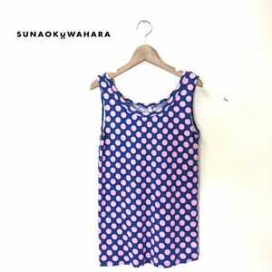 A565-T-S*sunaokuwahara Sunao Kuwahara tank top camisole inner polka dot *sizeM blue lady's tops cotton 100