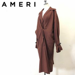 A525-F◆ 美品 ◆ AMERI アメリ ロングコート ワンピース トップス ◆ ポリエステル100 ブラウン 古着 レディース 春の画像1