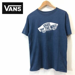 A405-F◆ VANS バンズ 半袖Tシャツ カットソー ロゴプリント ◆ sizeM コットン100 ネイビー 古着 メンズ ユニセックス 春夏