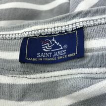 A432-D◆フランス製◆ SAINT JAMES セントジェームス バスクシャツ 長袖シャツ トップス ◆size36 ホワイト グレー ボーダー コットン_画像8