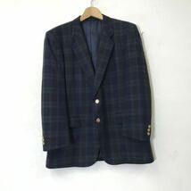 A427-D◆old◆ pierre cardin ピエールカルダン ブレザー テーラードジャケット 総裏 シングル 2B◆size96AB5 グリーン チェック ウール_画像2