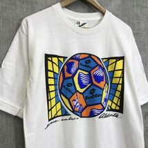 A326-D◆old◆USA製◆ lotto ロット 半袖Tシャツ カットソー プリント サッカー ◆sizeM ホワイト マルチ 総柄 コットン100_画像5