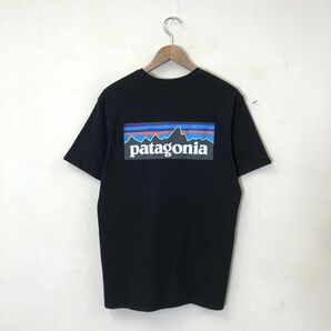 A308-U◆patagonia パタゴニア Tシャツ 半袖 クルーネック 胸ポケット ロゴ バックプリント アウトドア◆size S ブラック コットンの画像6