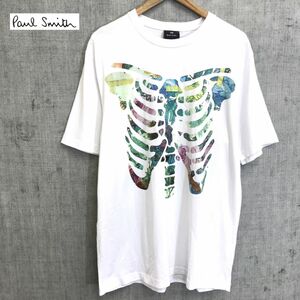 A295-W◆Paul Smith ポールスミス 半袖カットソー Tシャツ 骨 プリント ビッグサイズ カジュアル メンズ◆size:XL ホワイト系 コットン