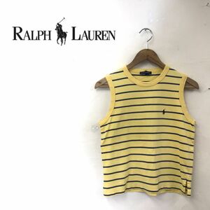 A288-G-S◆ralph lauren ラルフローレン タンクトップ◆キッズ 男の子 sizeM 綿100% 日本製 ボーダー トップス ノースリーブ ワンポイント