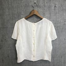 A237-T-S◆Max&Mara マックスアンドマーラ リネンシャツ ブラウス 半袖 バックボタン◆sizeS ホワイト レディース トップス リネン100_画像6