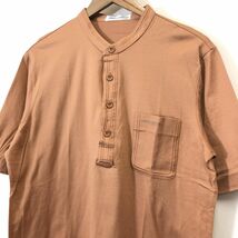 A212-F-N◆old◆ Pierre Cardin tricots ピエールカルダントリコ ヘンリーネックTシャツ 半袖 カットソー ◆ sizeL コットン ブラウン 古着_画像3