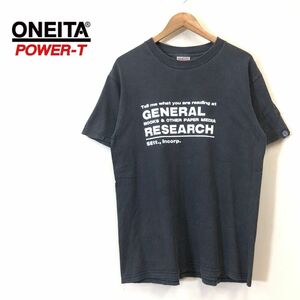 A210-F-N◆ 80s~90s ◆ old ◆ ONEITA オニータ 半袖Tシャツ カットソー ロゴプリント ◆ sizeM コットン100 ブラック 古着 メンズ 春夏