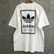 A203-F-N◆ 80s ◆ vitage ◆ adidas アディダス 半袖Tシャツ カットソー ロゴプリント USA製 old◆ sizeL コットン100 ホワイト 古着 春夏_画像6