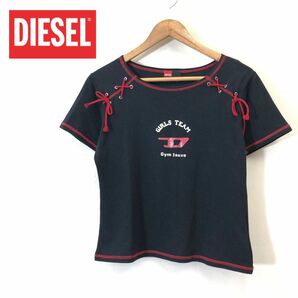 A187-F-S◆ DIESEL ディーゼル 半袖Tシャツ カットソー ロゴプリント トップス ◆ sizeXL コットン100 ブラック 古着 レディース 春夏の画像1