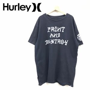 A134-R-N◆Hurley ハーレー 半袖Tシャツ◆サイズ XL メンズ 紳士 トップス 春夏 シンプル ロゴ カジュアル デイリー ブラック 黒