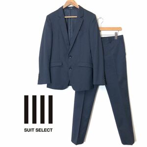 A66-F-S◆ 美品 ◆ suit select スーツセレクト セットアップ テーラードジャケット シングル スラックス ◆ Y5 ウール ポリ ネイビー 古着