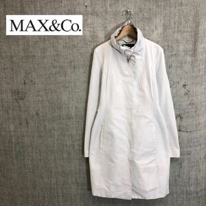 A117-T-N◆MAX&Co. マックスアンドコー スプリングコート ハイネック 腰ベルト ステッチ◆size38 グレー レディース ポリエステル100