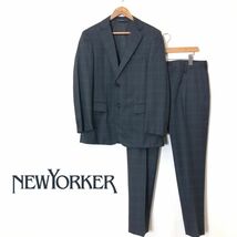 A65-F-S◆美品◆ NEWYORKER ニューヨーカー セットアップ スーツ シングル テーラードジャケット スラックス ◆ AB5 ウール 古着 メンズ_画像1