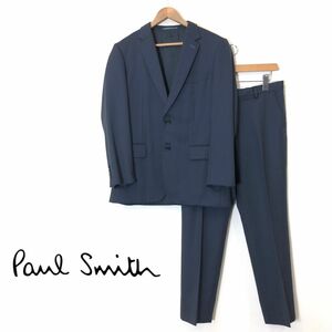 A62-F-S◆ Paul Smith ポールスミス セットアップ スーツ シングル テーラードジャケット スラックス ◆ L ウール ネイビー 古着 メンズ