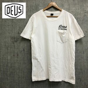 A38-F◆ DEUS EX MACHINA デウスエクスマキナ 半袖Tシャツ カットソー ロゴプリント ◆ sizeM コットン ホワイト 古着 メンズ 春夏