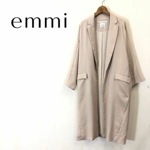 A11-K◆日本製 emmi atelier エミ アトリエ 長袖ロングコート◆size1 ベージュ 前開き 裏地あり キレイめ ドロップショルダー シンプル