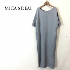 A5-K◆良品 日本製 MICA&DEAL マイカ&ディール 半袖ロングワンピース◆size36 グレー 薄手 カットソー ボートネック スリット シンプル