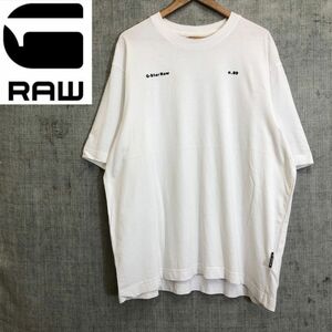 A853-F-N◆ G-STAR-RAW ジースターロウ 半袖Tシャツ カットソー トップス ロゴ ◆ sizeL コットン100 ホワイト 古着 メンズ 春夏