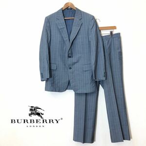 A843-F◆90s◆old◆ burberrys バーバリー セットアップ スーツ シングル テーラードジャケット スラックス ◆AB6 ポリ ウール ブルー 古着