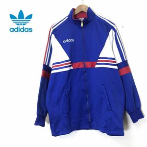 A797-N◆old◆90s◆ adidas アディダス トラックジャケット ジャージ ロゴ デサント ◆sizeL ブルー系 ホワイト ポリエステル