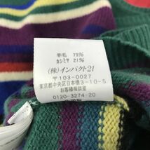 A783-N◆old◆ Ralph Lauren ラルフローレン カシミヤ混ニット ノースリーブ トップス レディース◆ size5f マルチカラー ボーダー ウール_画像8