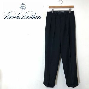 A1360-G◆美品◆BROOKS BROTHERS ブルックスブラザーズ スラックス◆毛100% 日本製 ブラック 無地 メンズ ボトムス 長ズボン スーツ パンツ