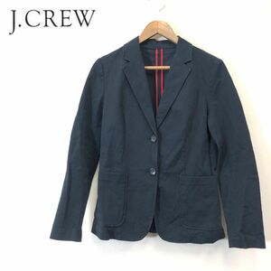 A1290-F-N◆ J.CREW ジェイクルー テーラードジャケット シングル ◆ sizeO コットン ポリエステル ネイビー 古着 レディース 通年 春