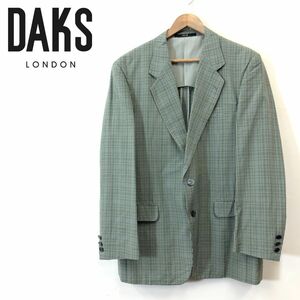 A1287-F-N◆ 美品 ◆ DAKS ダックス テーラードジャケット シングル 背抜き ◆ sizeM シルク100 グリーン 古着 メンズ 通年 春