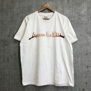 A1163-F◆ Supreme シュプリーム 半袖Tシャツ カットソー ロゴプリント トップス USA製 ◆ sizeM コットン100 ホワイト 古着 メンズ 春夏の画像2