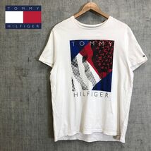 A1157-F◆ TOMMY HILFIGER トミーヒルフィガー 半袖Tシャツ ロゴプリント ◆ sizeM コットン100 ホワイト 古着 春夏_画像1